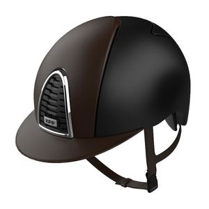 CROMO 2.0 TEXTILE NEGRO/CUERO MARRÓN DELANTERO, TRASERO Y VISERA